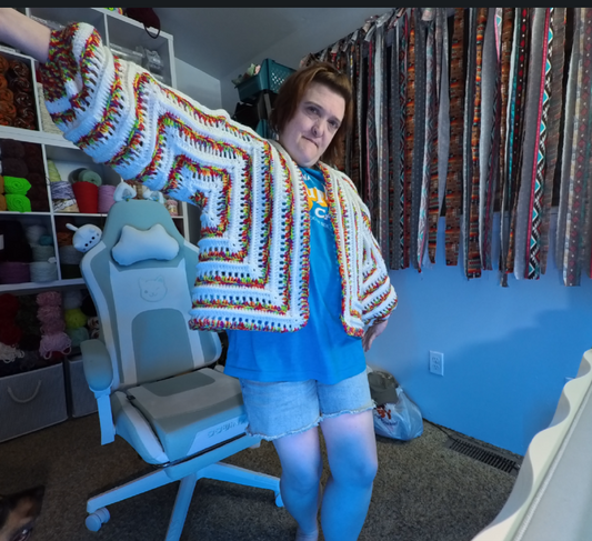 Retro Wild Oleander Hexagon Cardigan